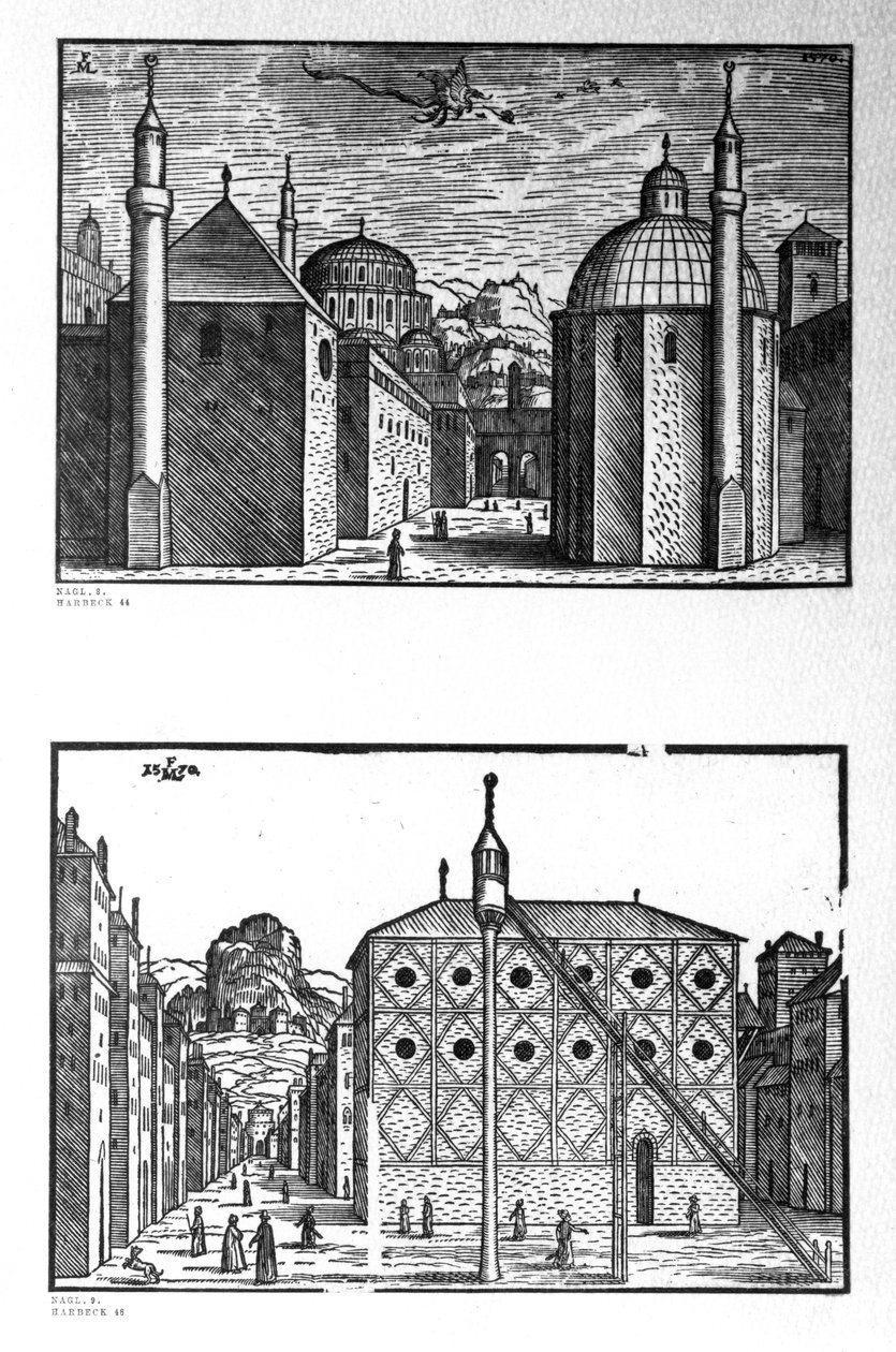 Gator och moskéer i Konstantinopel, 1570 av Melchior Lorck