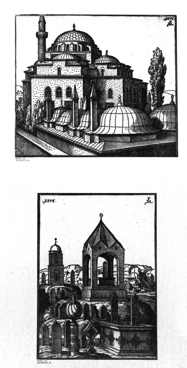 Atik Ali Pasha-moskén och en kyrkogård i Konstantinopel, 1576 av Melchior Lorck