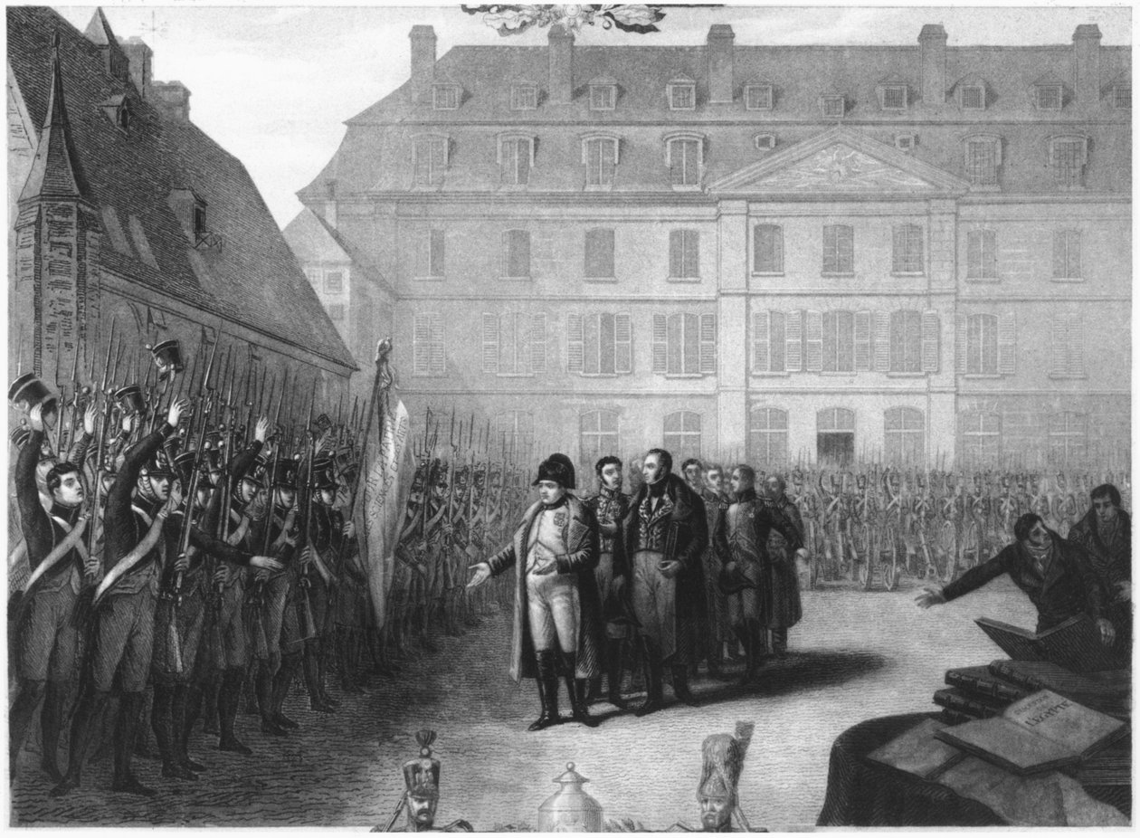 Napoleon (1769-1821) besökte Ecole Polytechnique den 25 april 1815 av Melchior Peronard