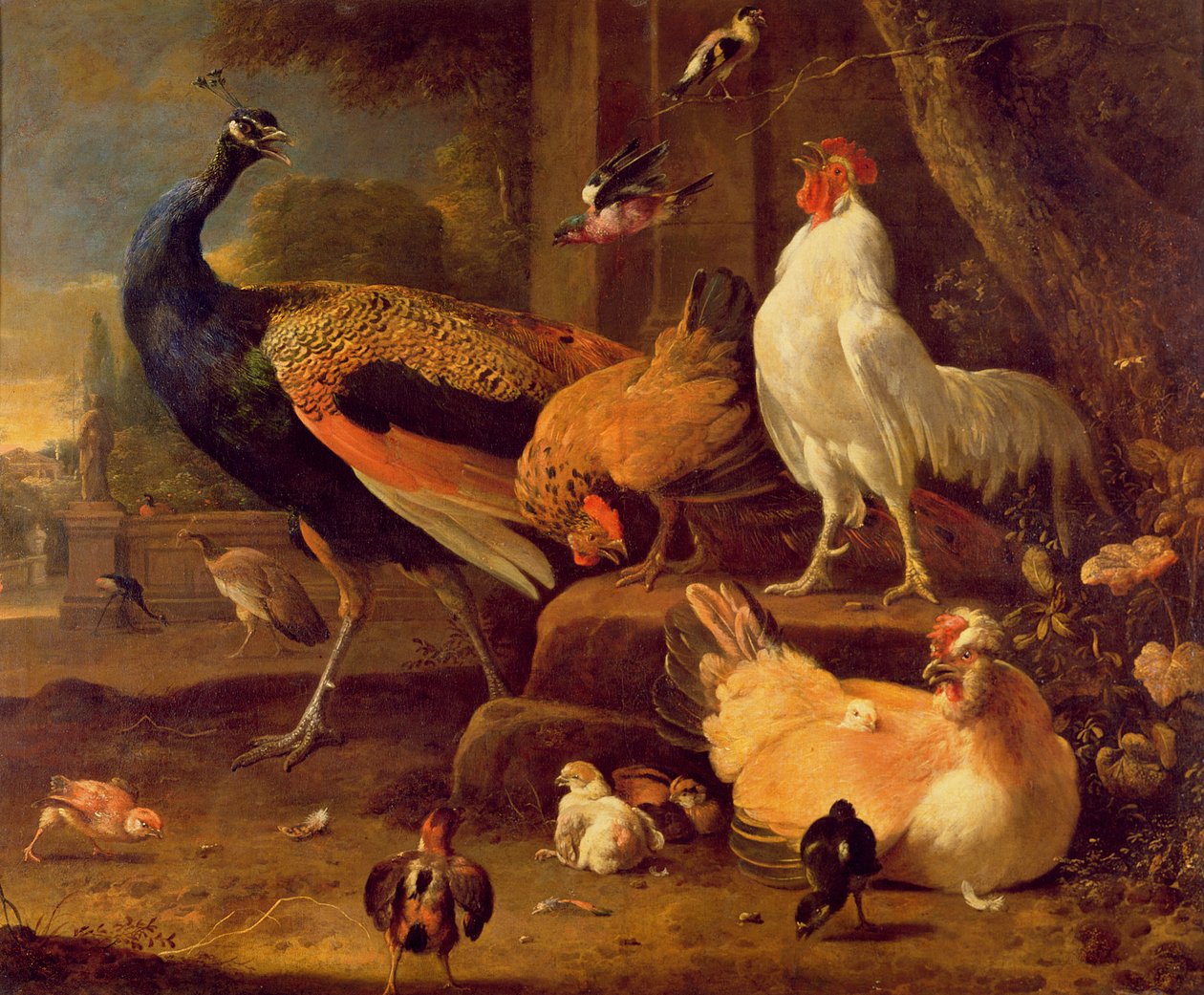 Fjäderfä, c.1670 av Melchior de Hondecoeter