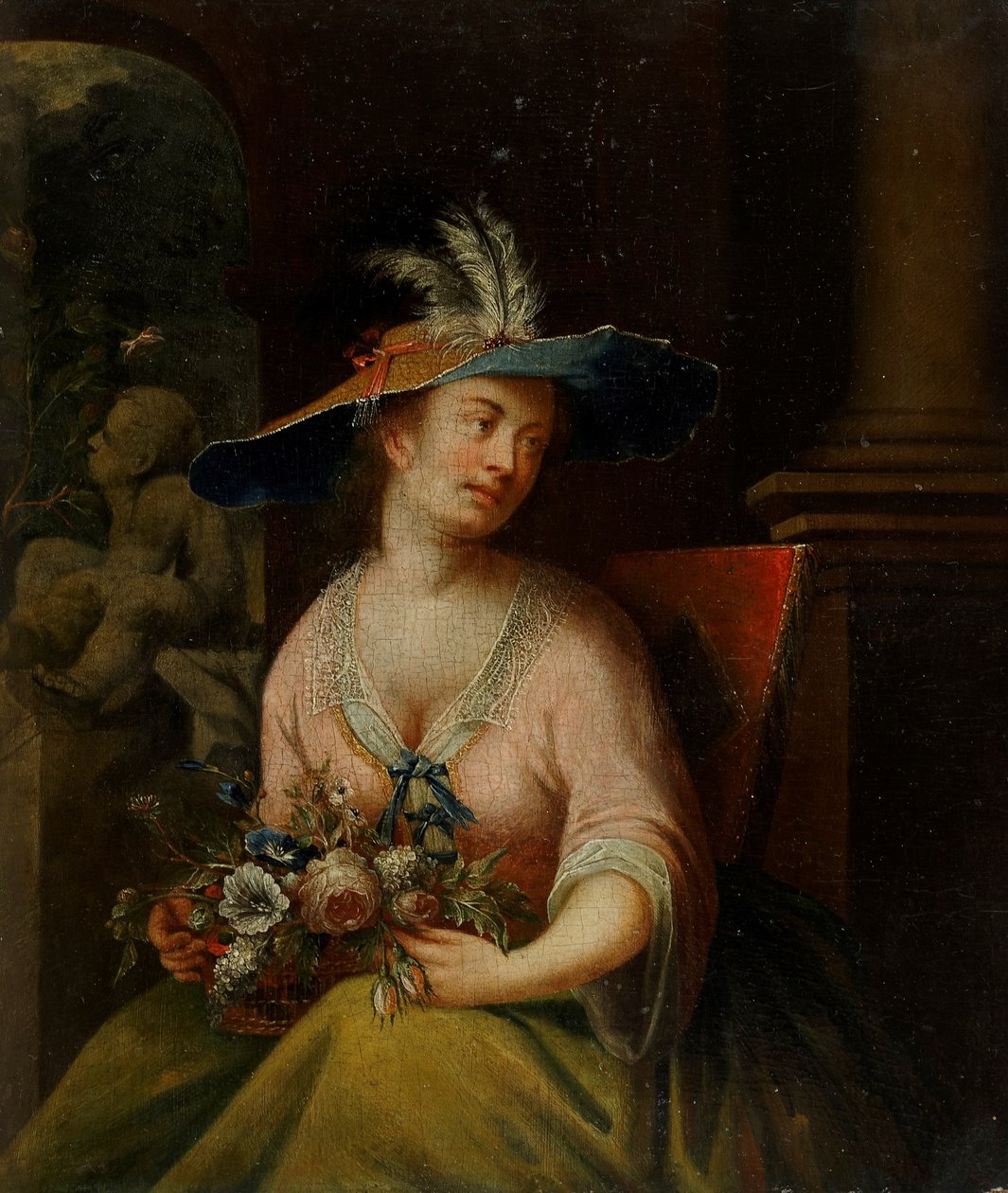 Kvinna med blommor av Melchior Brassauw