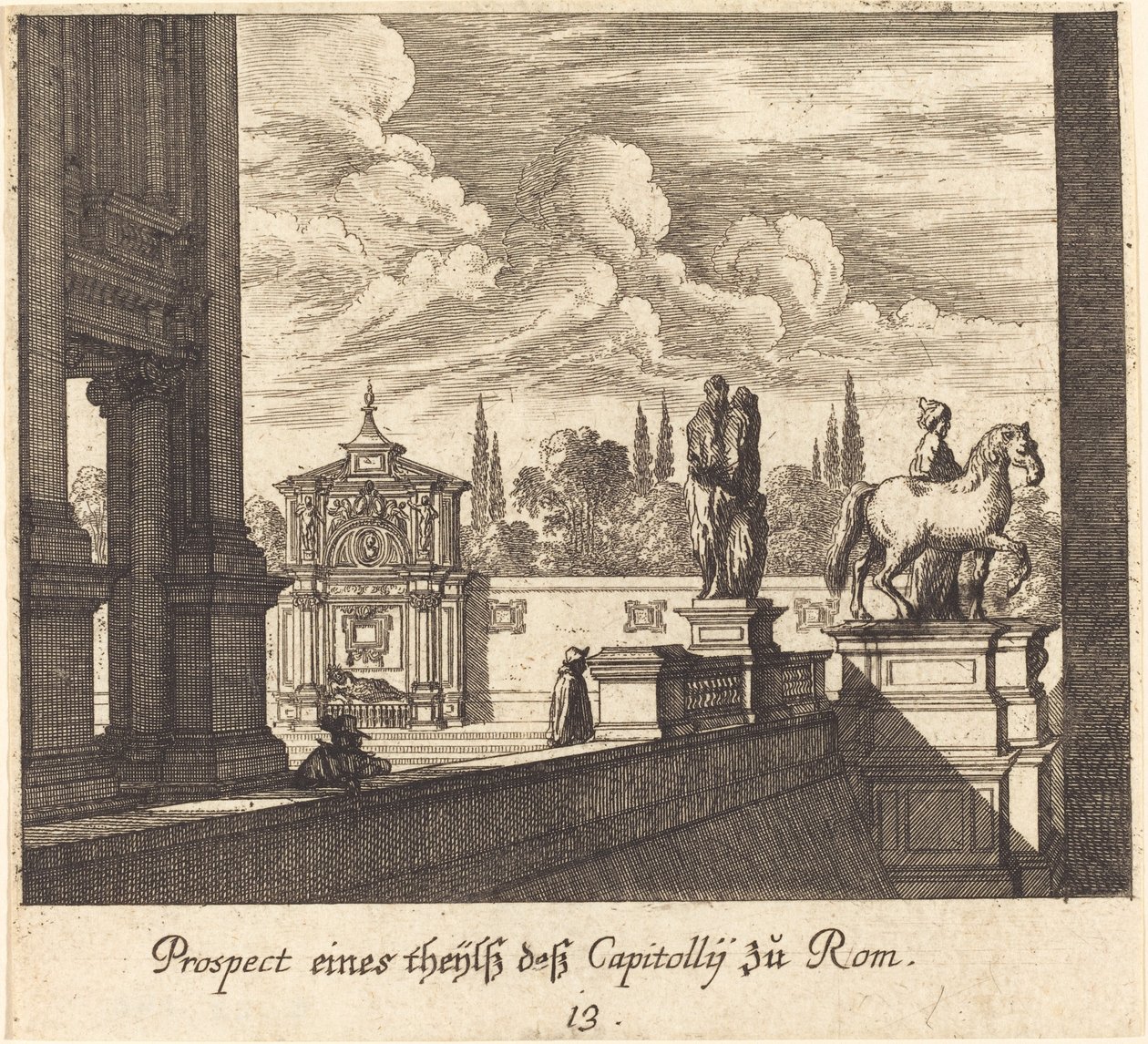 Capitoline, Rom av Melchior Küsel after Johann Wilhelm Baur