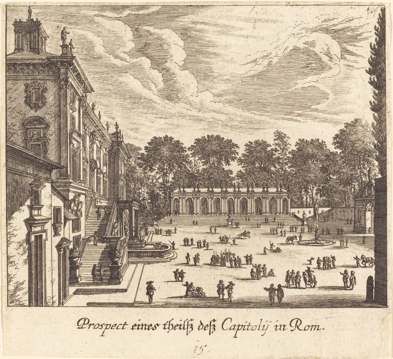 Capitoline, Rom av Melchior Küsel after Johann Wilhelm Baur
