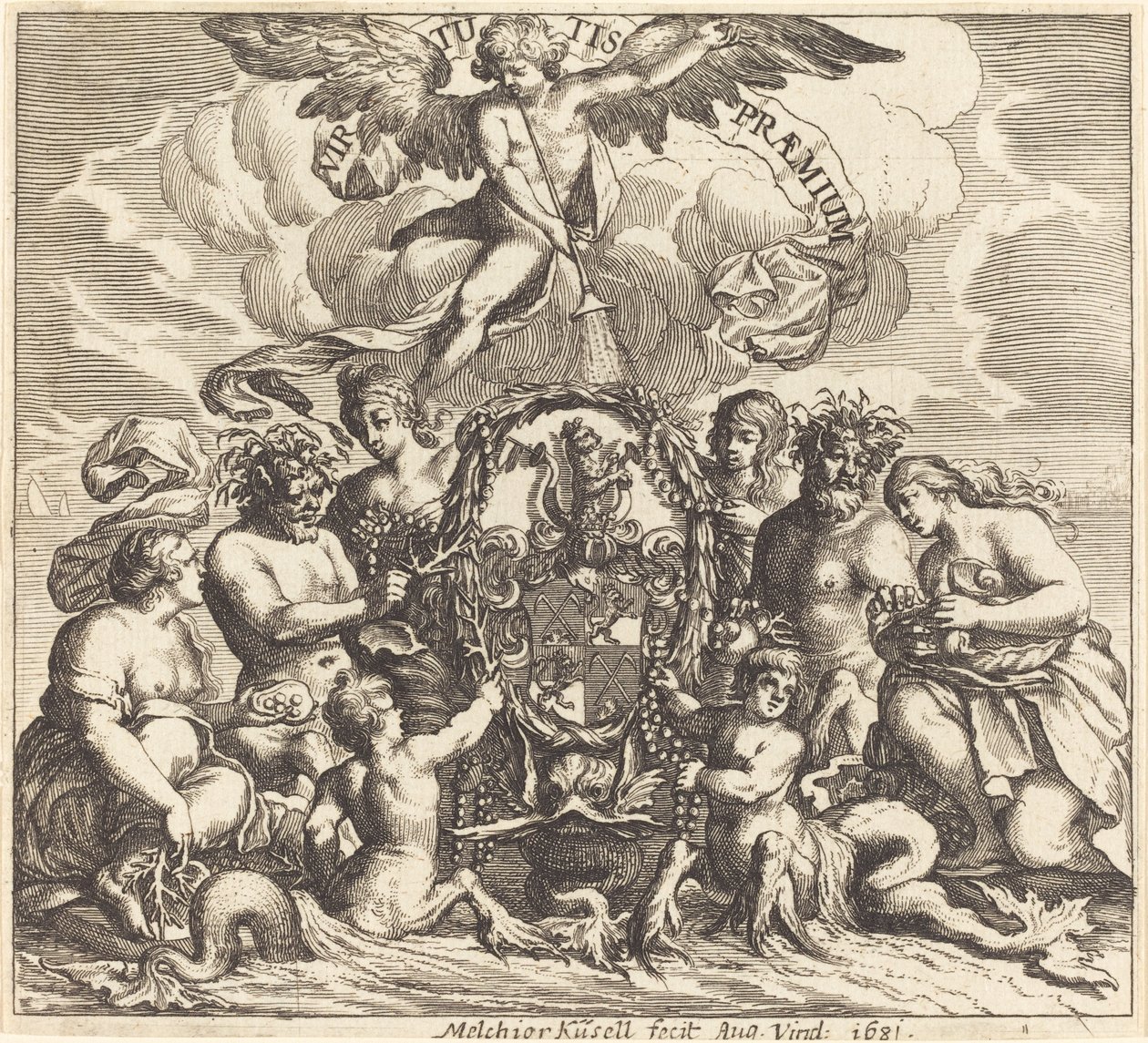 swedish av Melchior Küsel after Johann Wilhelm Baur