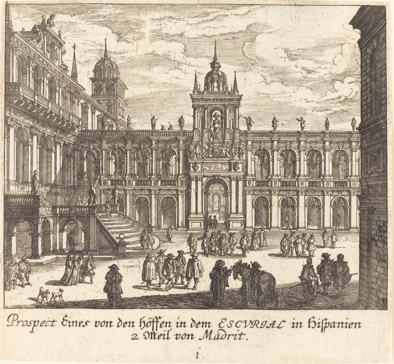 Escorial, Spanien av Melchior Küsel after Johann Wilhelm Baur