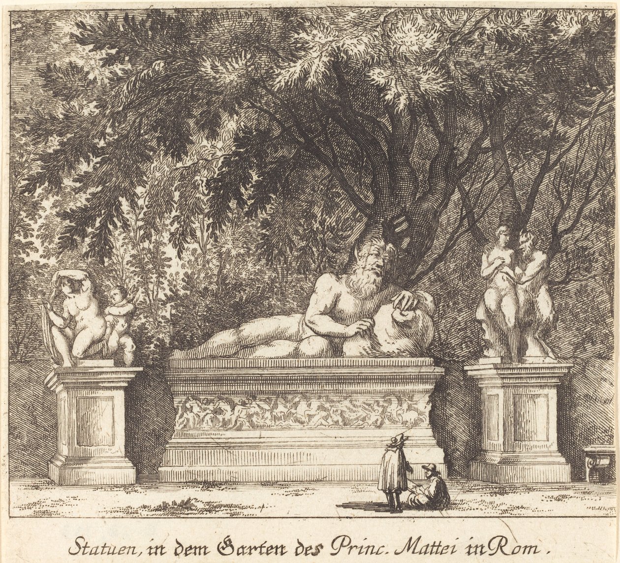 Prins Matteis trädgårdar, Rom av Melchior Küsel after Johann Wilhelm Baur