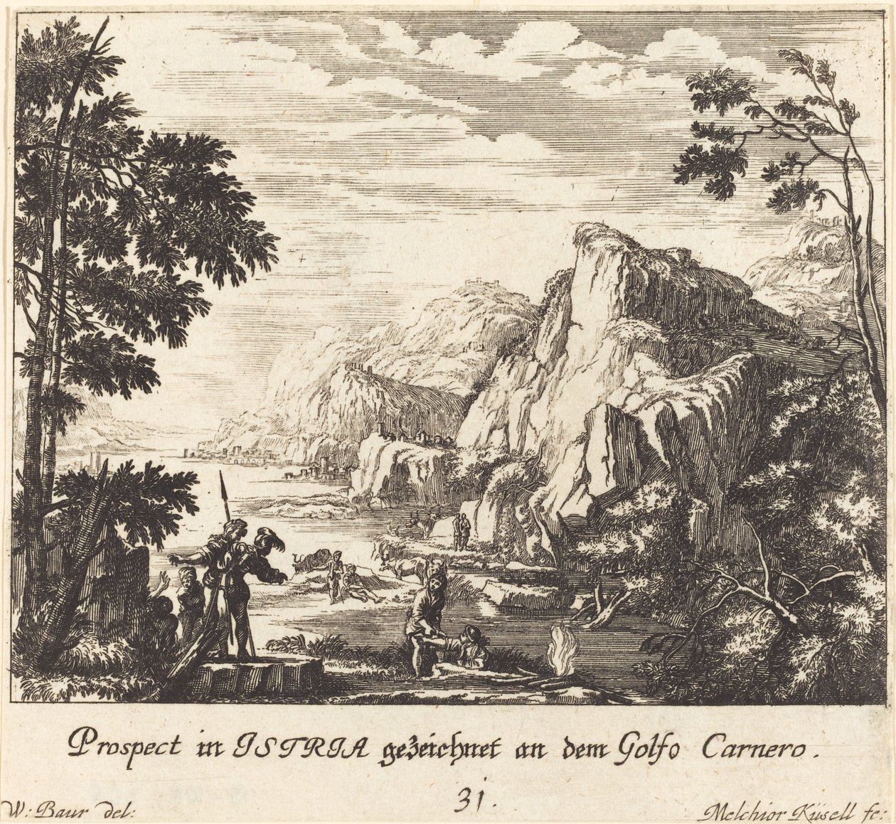 Istrien, Fårbukten av Melchior Küsel after Johann Wilhelm Baur