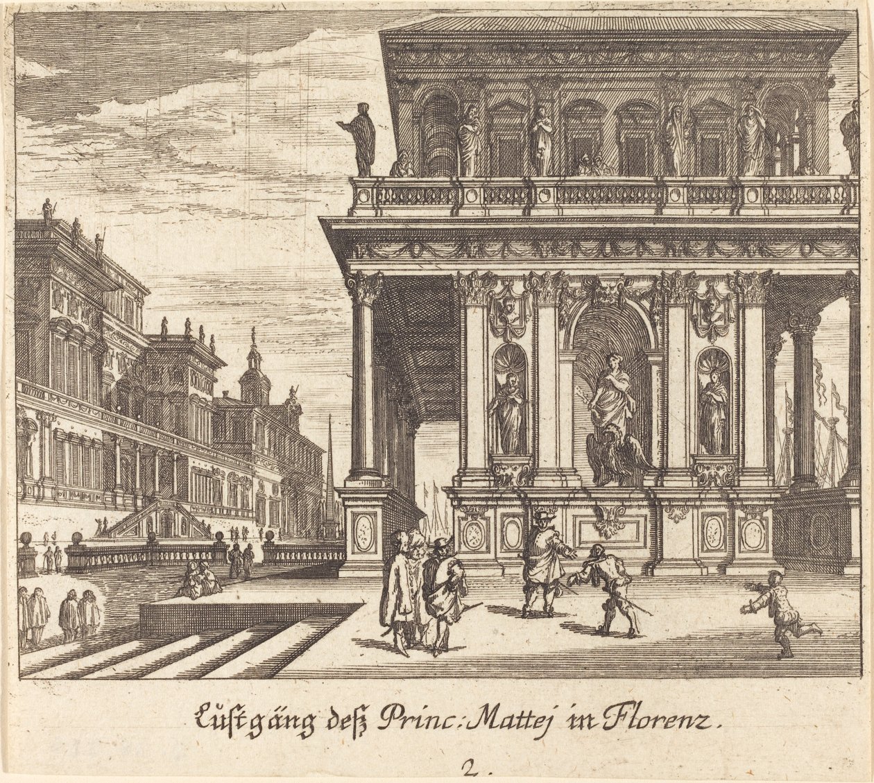Palace, Florens av Melchior Küsel after Johann Wilhelm Baur