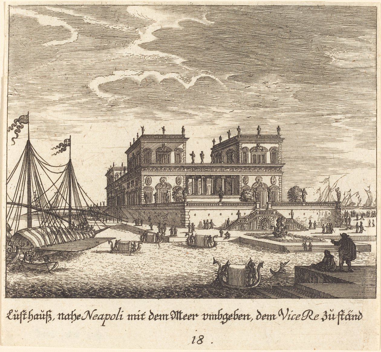 Palace, Vice Re, Neapel av Melchior Küsel after Johann Wilhelm Baur