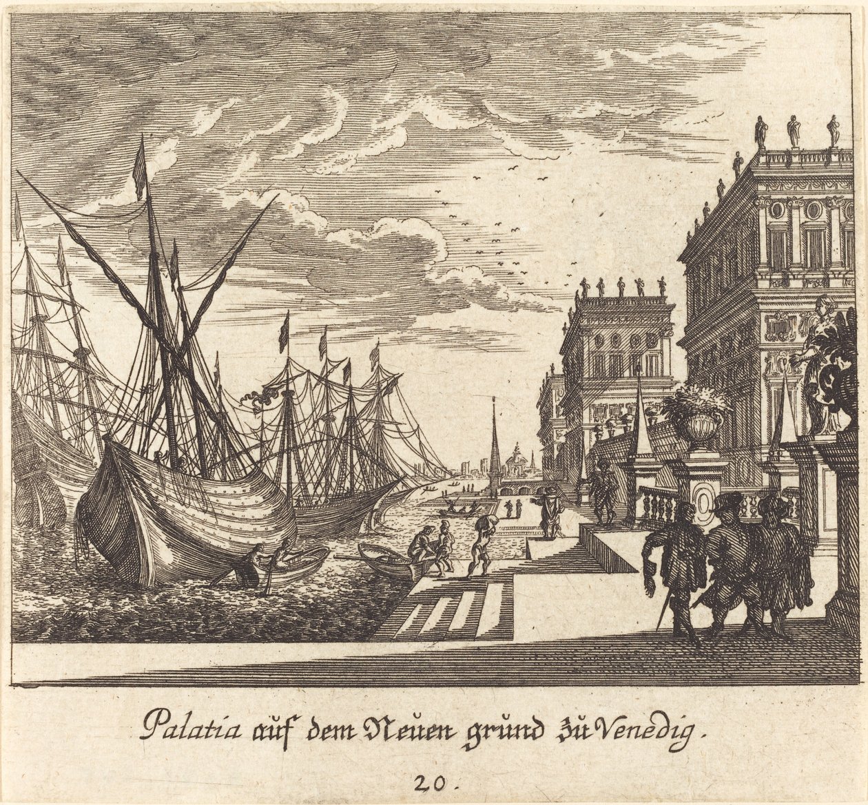 Palats, Venedig av Melchior Küsel after Johann Wilhelm Baur