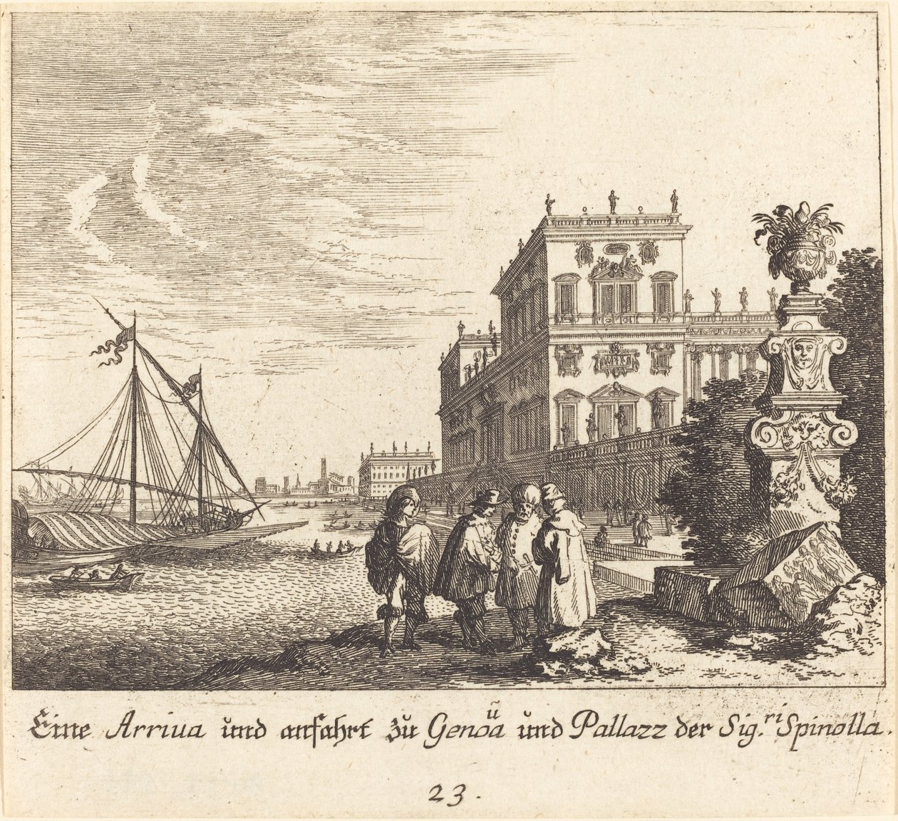 Spinolla-palatset, Genua av Melchior Küsel after Johann Wilhelm Baur