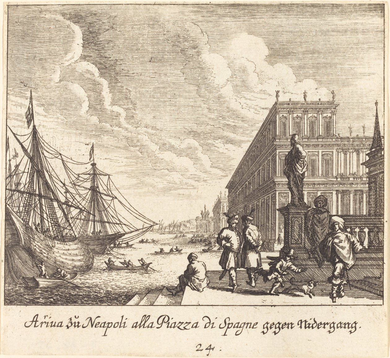 Palazzo di Spagna, Neapel av Melchior Küsel after Johann Wilhelm Baur