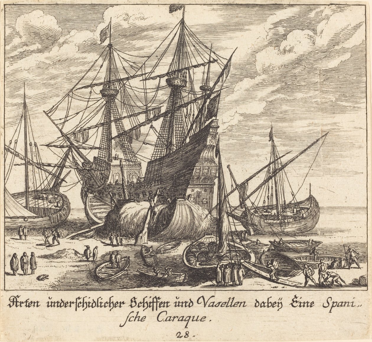 Fartyg av Melchior Küsel after Johann Wilhelm Baur