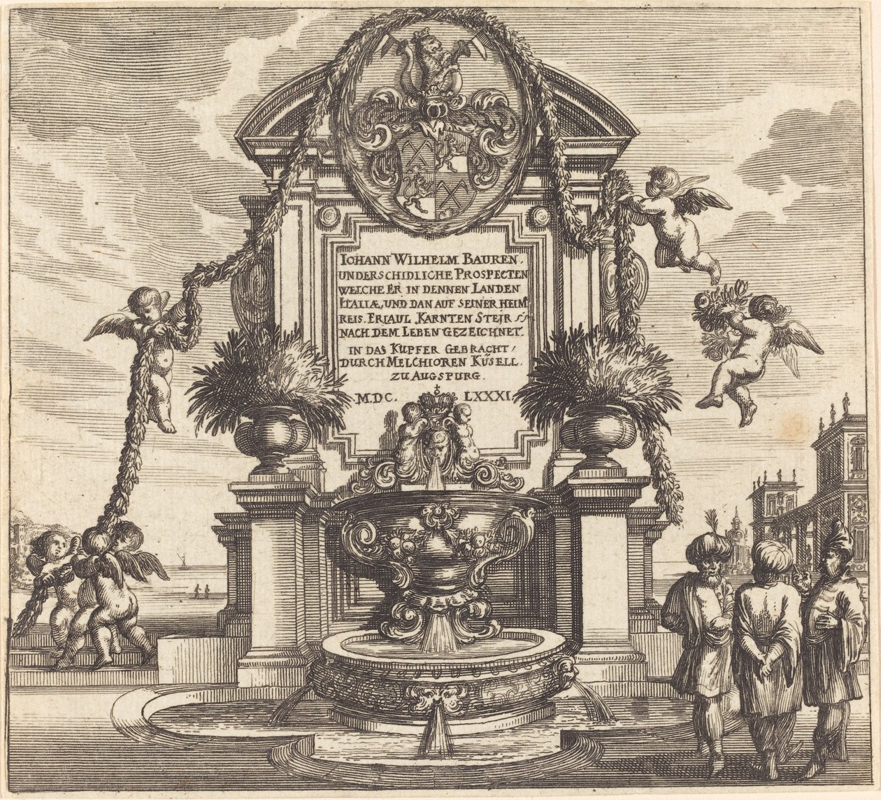 Titelsida av Melchior Küsel after Johann Wilhelm Baur