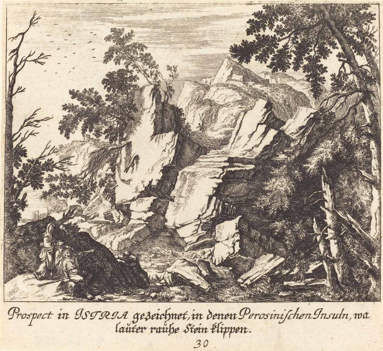 Utsikt i Istrien av Melchior Küsel after Johann Wilhelm Baur