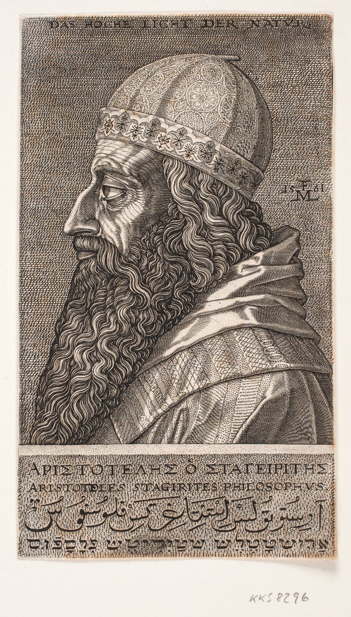 Aristoteles, halvlångt porträtt, profil åt vänster av Melchior Lorck