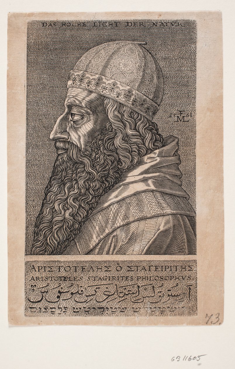 Aristoteles, halvlångt porträtt, profil åt vänster av Melchior Lorck