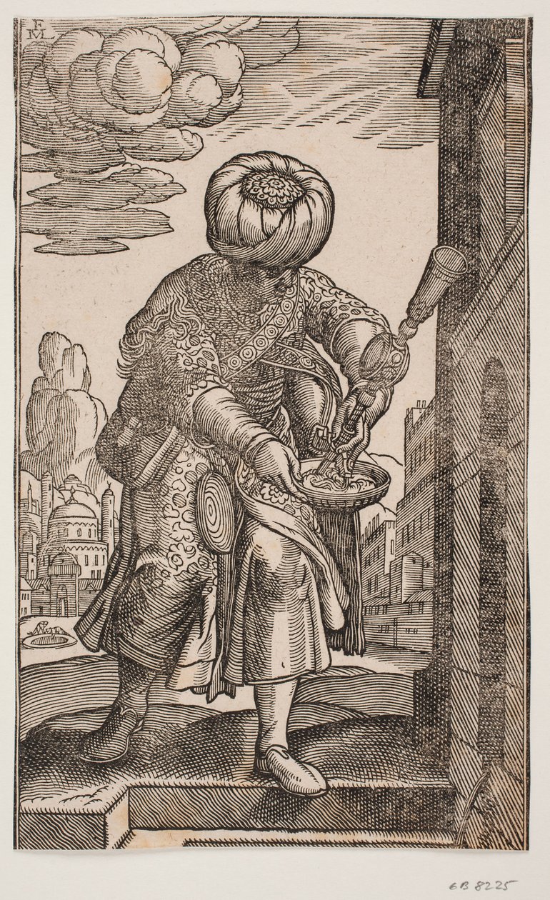 En Saquatz med sin vandsæk under armen av Melchior Lorck