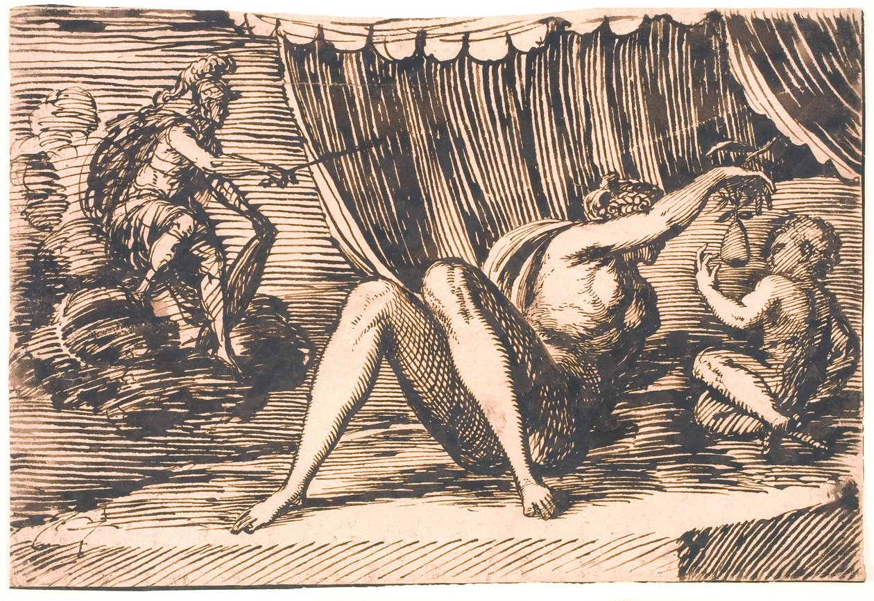 Mars, Venus som håller ett päron och ett barn av Melchior Lorck
