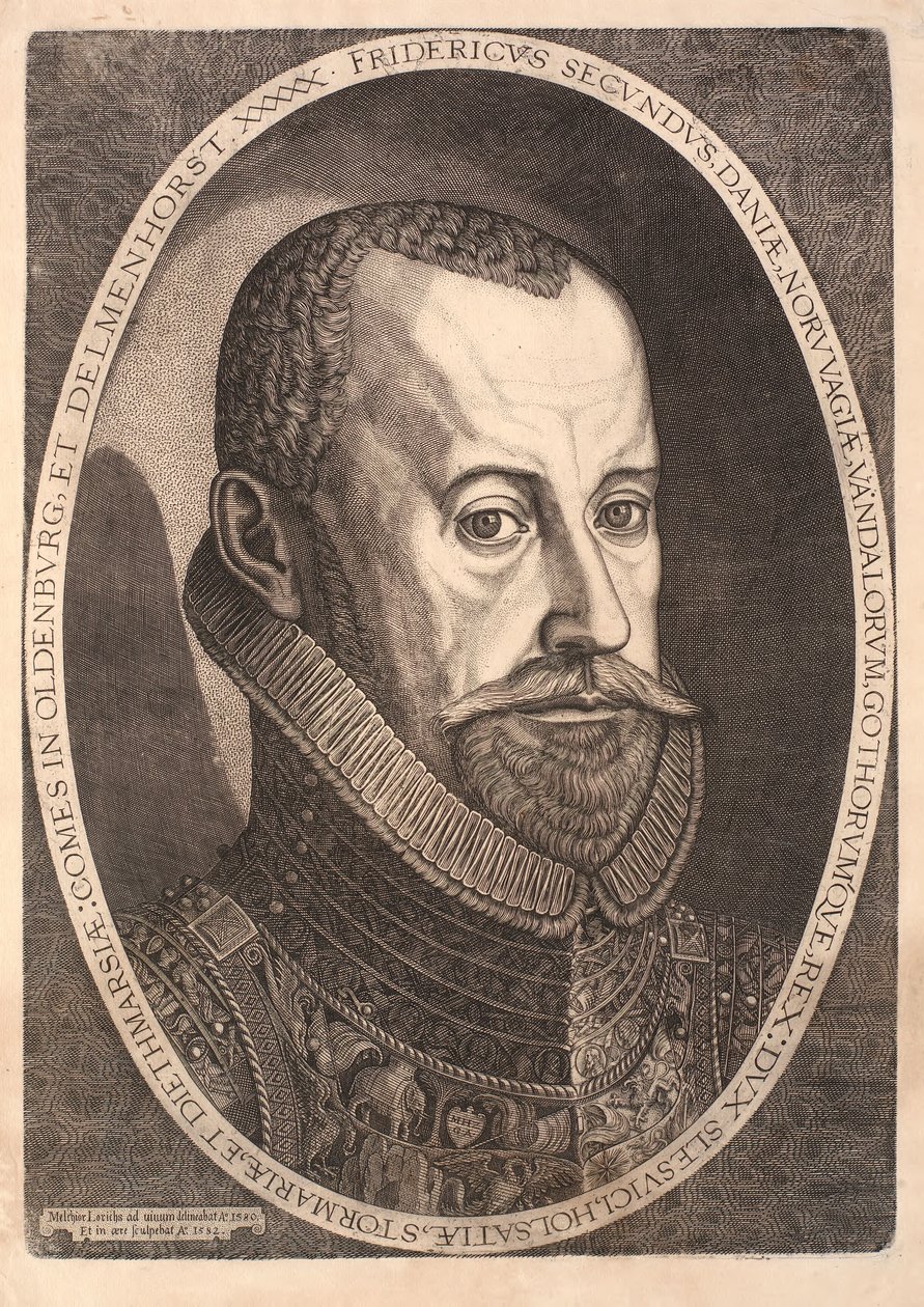 Porträtt av kung Frederik II av Melchior Lorck