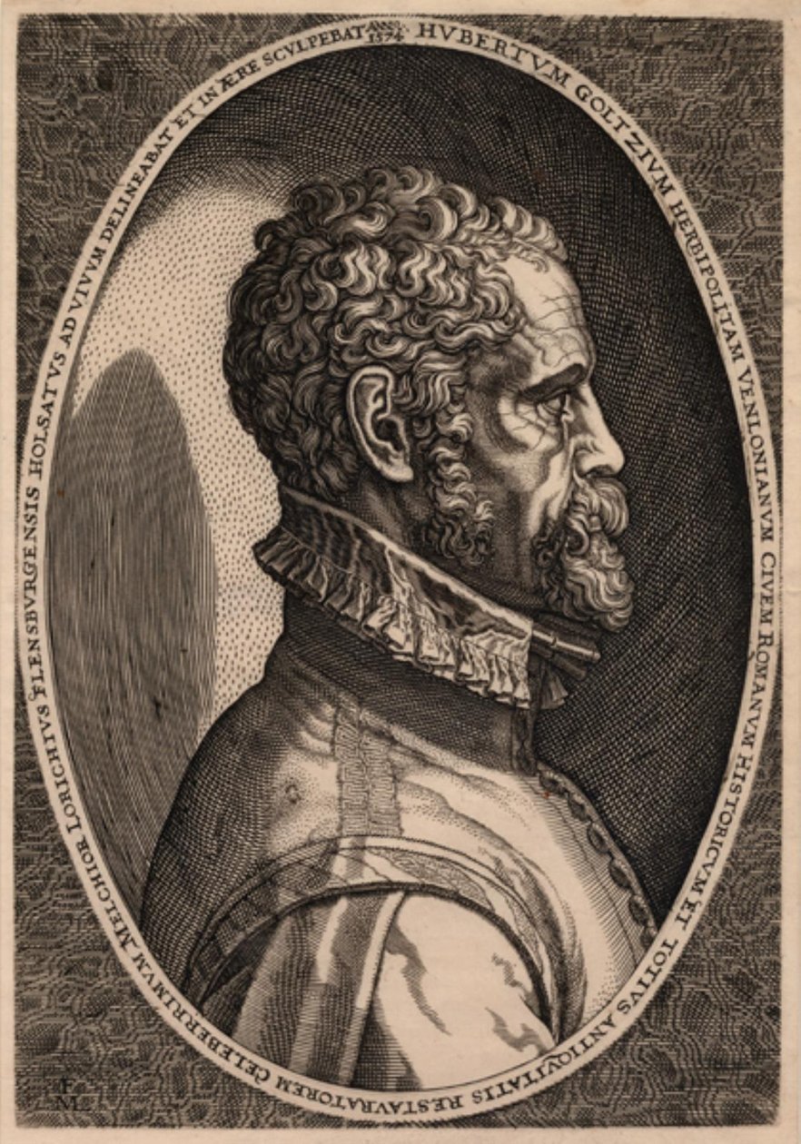 Porträtt av antikvarien Hubert Goltzius av Melchior Lorck