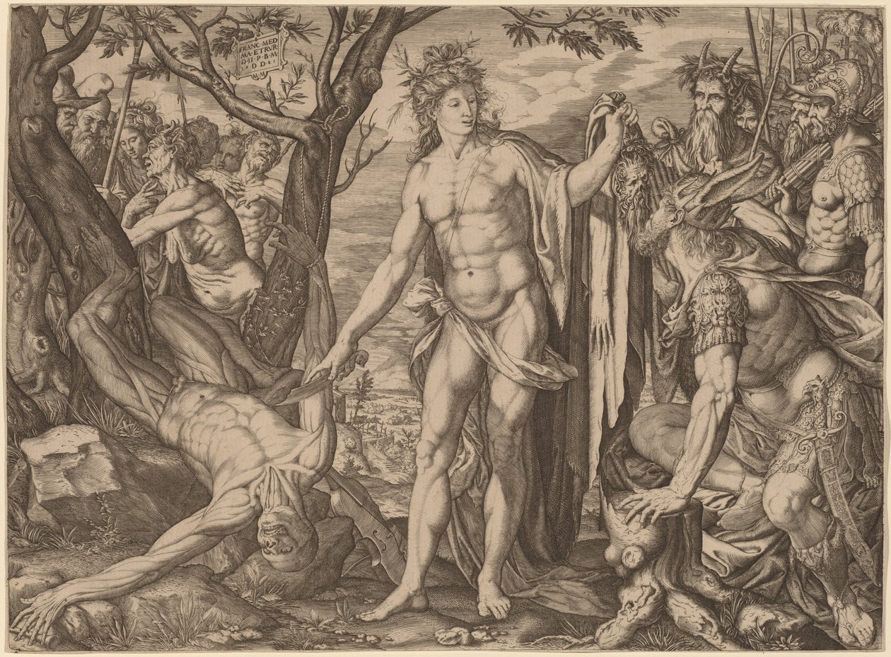 Apollo och Marsyas av Melchior Meier
