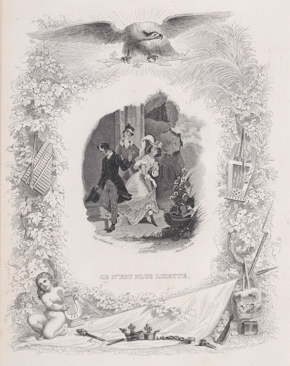 Det är No Longer Lisette, från The Songs of Béranger, 1829. Skapare: Melchior Péronard, Auguste Blanchard I. av Melchior Péronard, Auguste Blanchard I