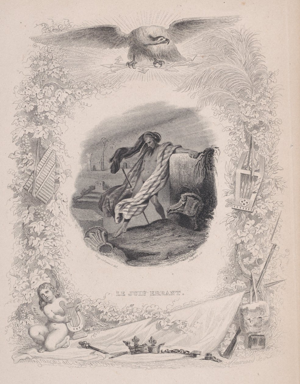 Den vandrande juden, ur Bérangers sånger, 1829. Skapare: Melchior Péronard, Joubert. av Melchior Péronard, Joubert