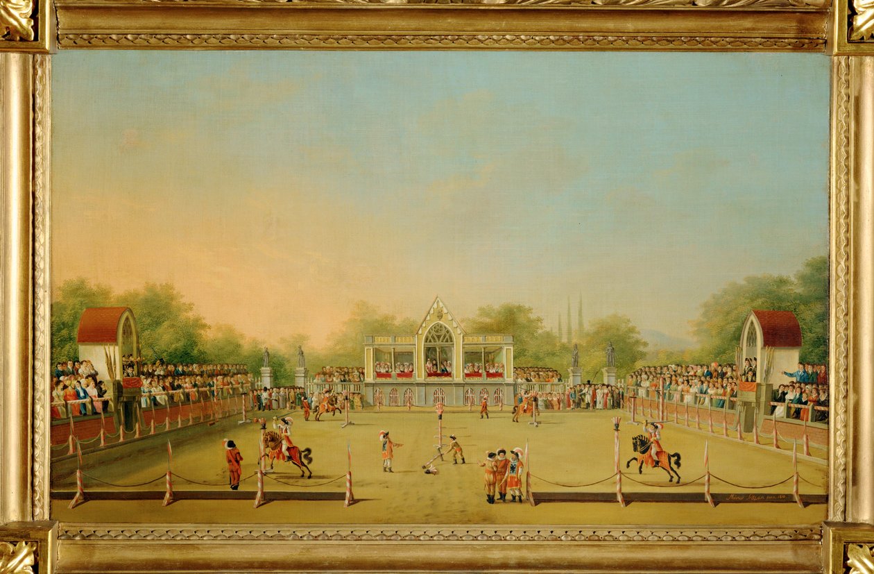 Turnier in Laxenburg -Turnering i Laxenburgs slott ... (målning på duk) av Melchior Seltzam