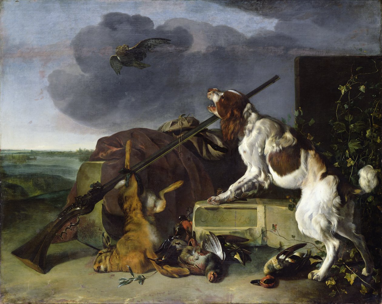 Hund som försvarar spelet, 1658 av Melchior de Hondecoeter