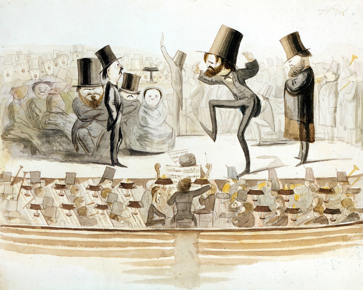 Giuseppe Verdi (1813-1901), italiensk kompositör med upprepningar av "Un ballo in Maschera" (Un Bal masque) med tenor Fraschini och sopranen Fioretti. Tecknad av Melchiorre Delfico. Milanese. av Melchiorre Delfico