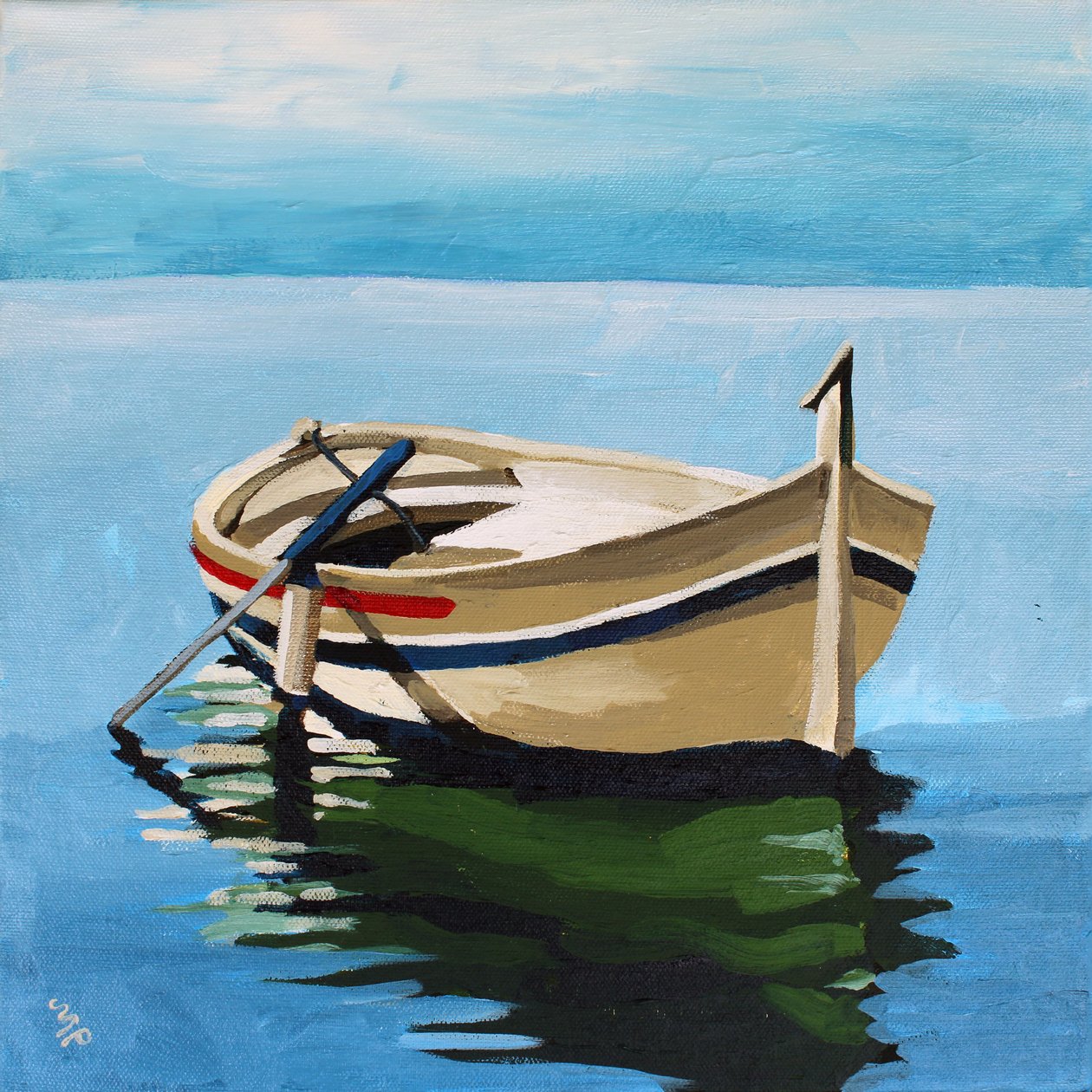 Boat Afloat, 2024 (akryl på duk) av Melinda Patrick