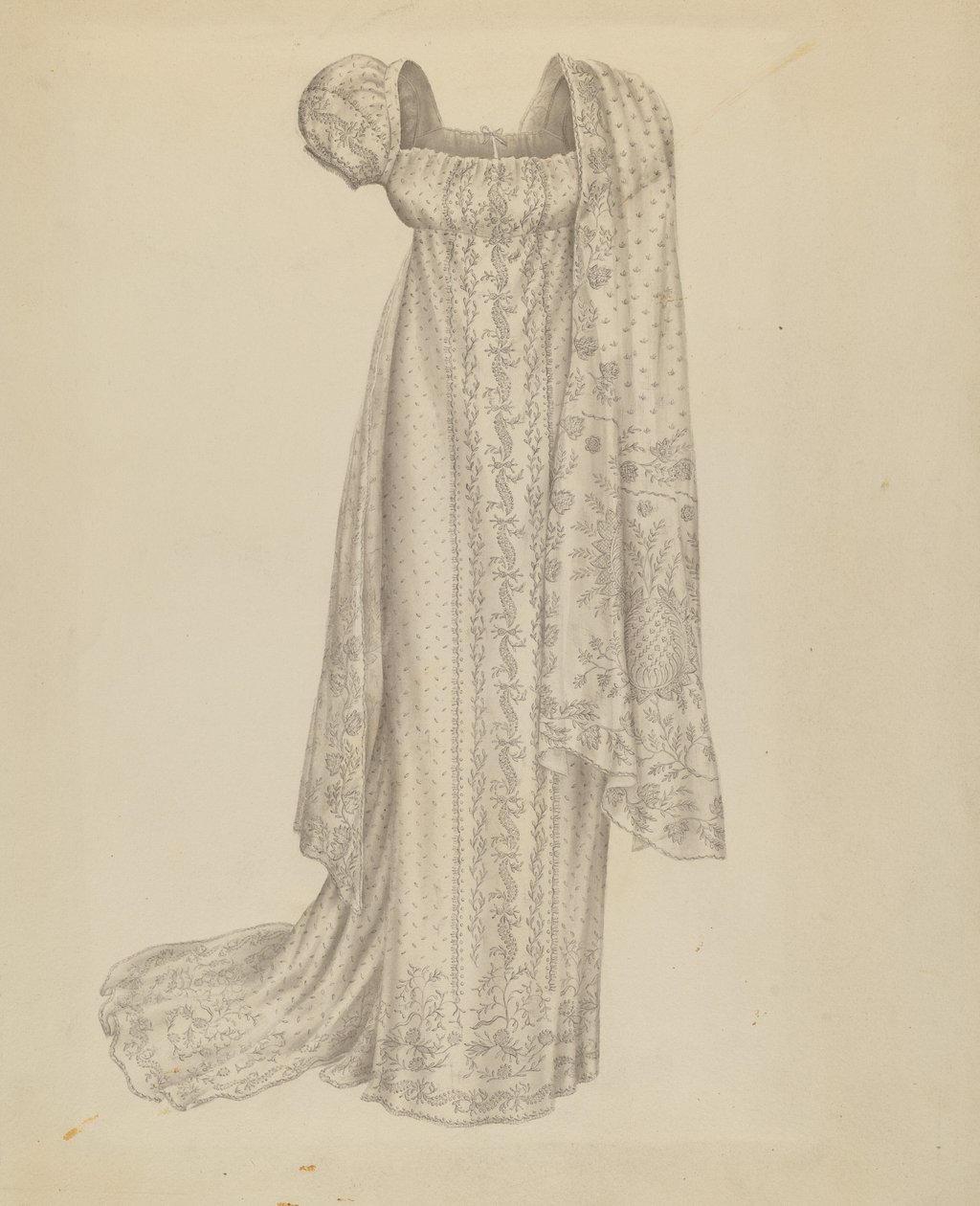 Bröllopsklänning med halsduk, ca. 1939. av Melita Hofmann