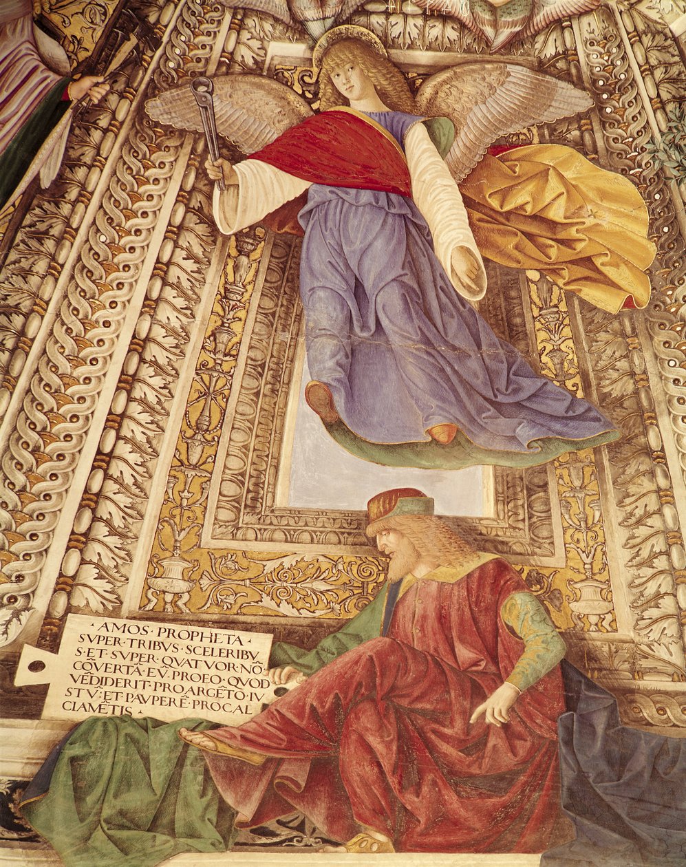 Amos och ängeln som håller tången för Kristi passion, från kupolen på sakristian i Markus, ca 1477 (detalj av 498726) av Melozzo da Forli