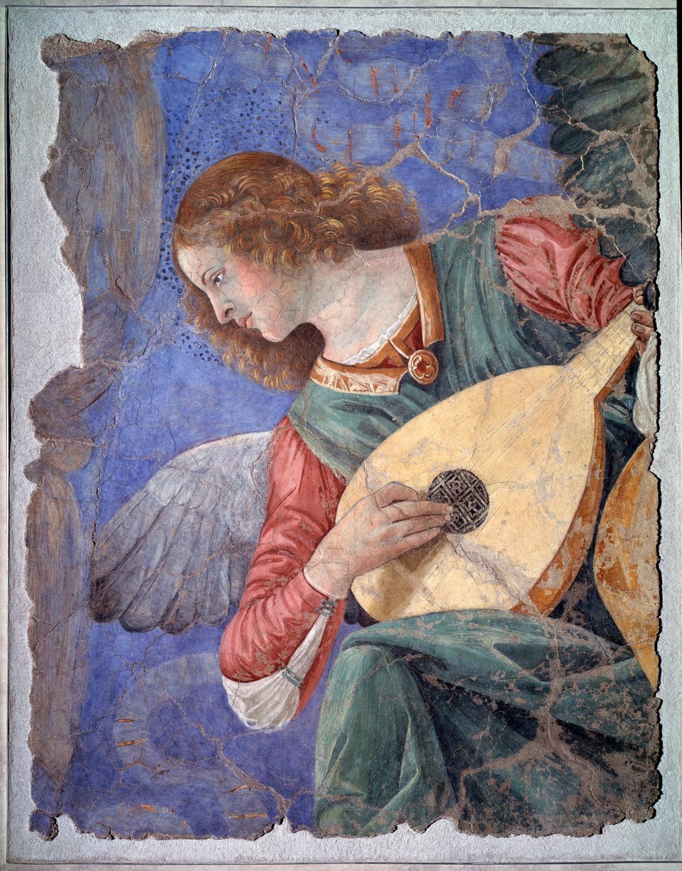 Ängel som spelar luta, ca 1480 (fristående fresk) av Melozzo da Forli