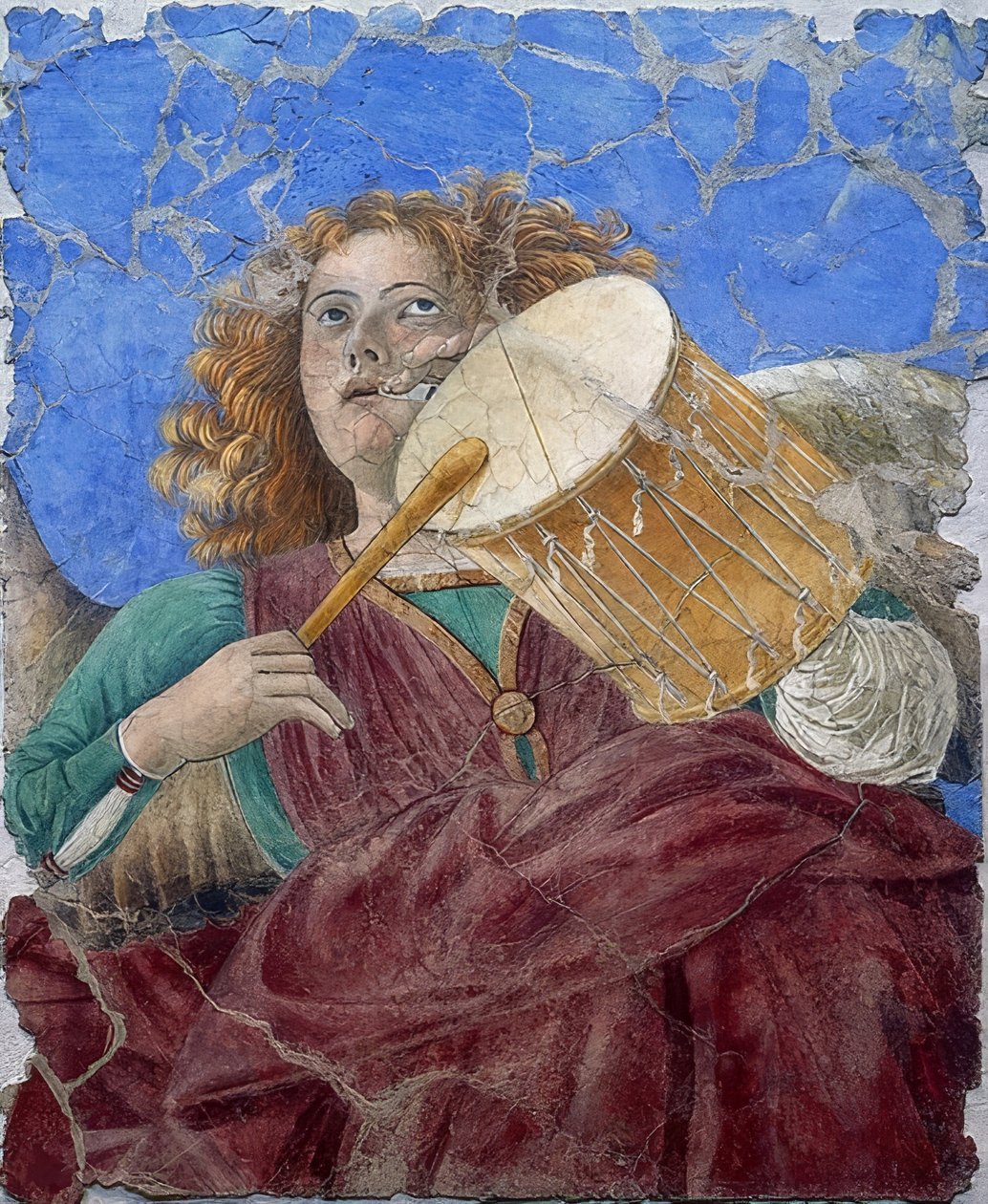 Ängel som gör musik. Omkring 1480 av Melozzo da Forli