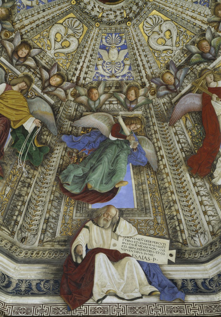 Profeten Jesaja och en ängel, kupolen på sakristian i Sankt Markus, Santuario della Santa Casa, Loreto av Melozzo da Forli
