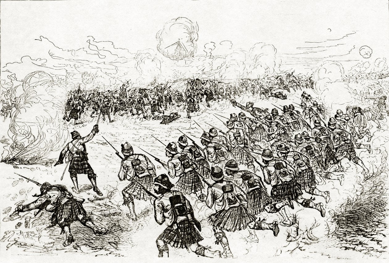 The Black Watch laddar fördjupningarna vid slaget vid Tel el-Kebir, publicerad i 