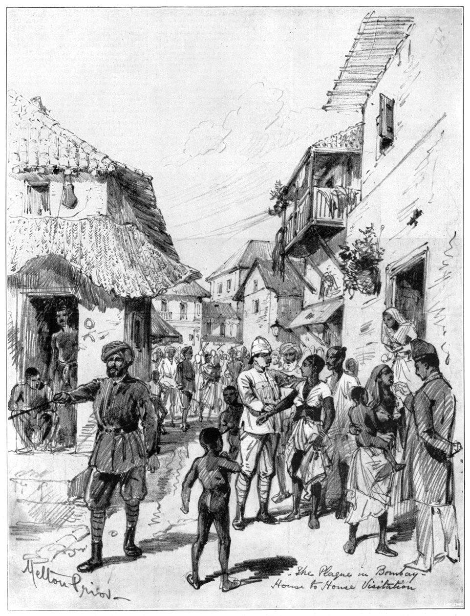 Hus-till-hus-besök under pesten i Bombay, Indien, 1898. av Melton Prior