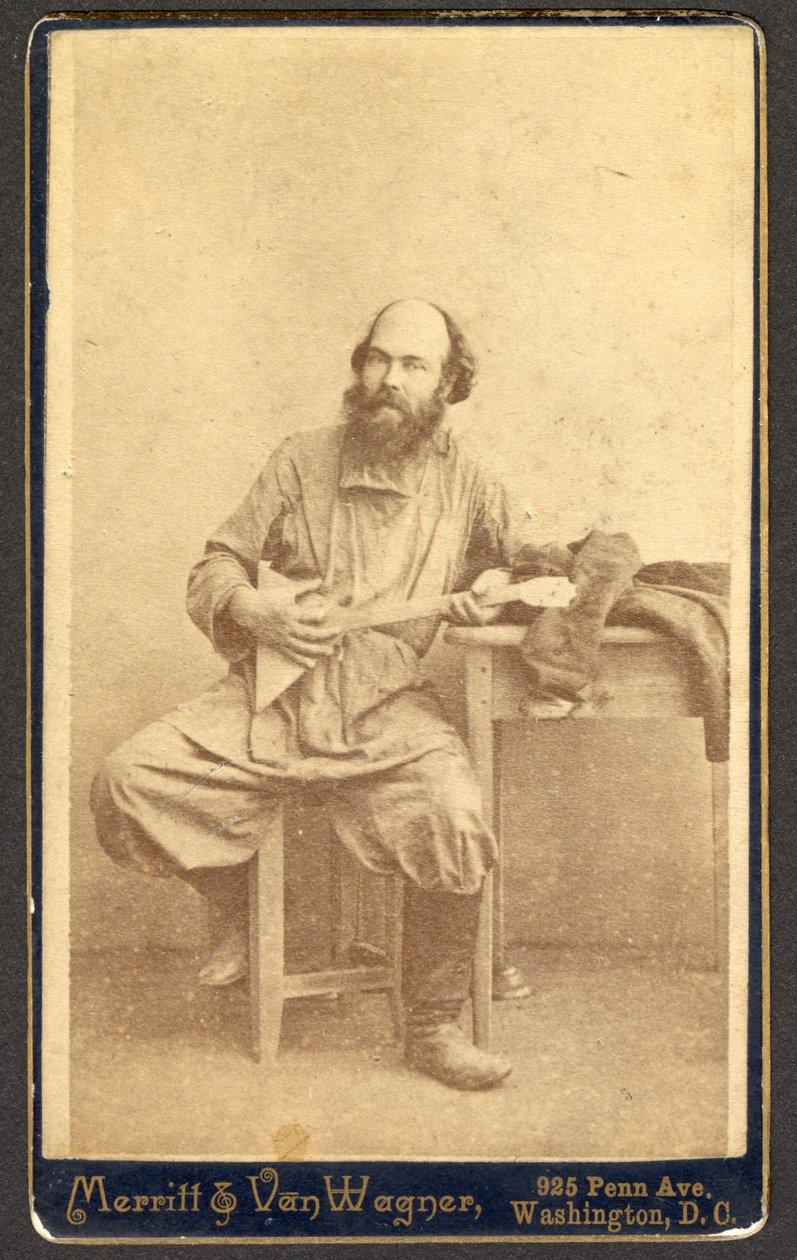 Porträtt av oidentifierad man med balalaika, mellan 1886 och 1895. av Merritt and Van Wagner