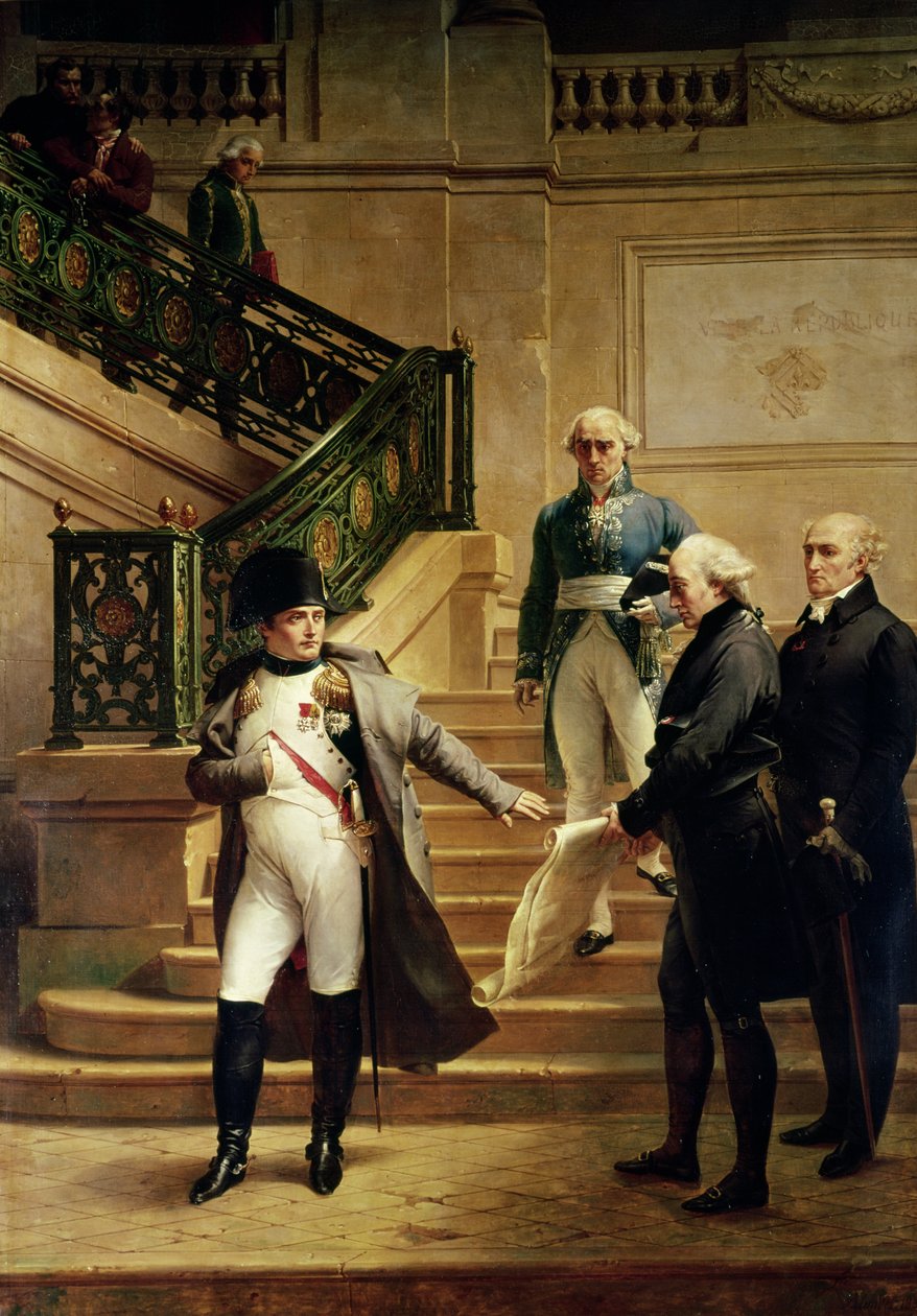 Napoleon I (1769-1821) i Palais Royal Mottagen av tribunalens president och vägrade Perciers eller Fontaines planer, 1807 av Merry Joseph Blondel