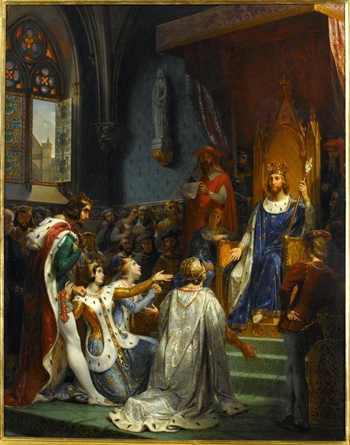  Le roi Jean II le Bon recoit au Louvre la soumission de Charles II le Mauvais, roi de Navarre, 1354n av Merry Joseph Blondel