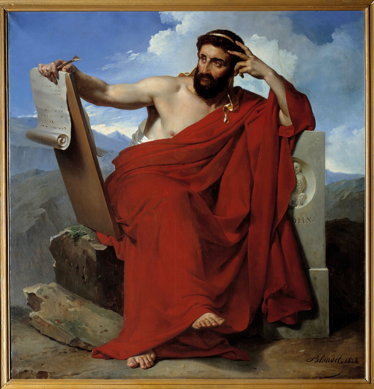 Porträtt av Solon lagstiftare och poet av Aten (ca. 640-ca. 588 f.Kr.) Målning av Merry Joseph Blondel (1781-1853) 1828 Amiens, Musee de Picardie - Porträtt av poeten och lagstiftaren Solon av Aten (cirka 640-c. 588 f.Kr.). Målning av Merry Joseph Blondel av Merry Joseph Blondel