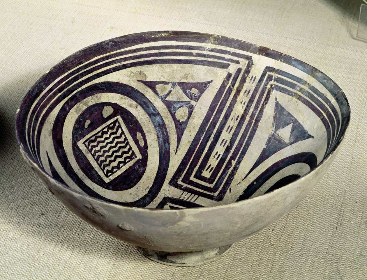 Skål dekorerad med ett geometriskt mönster, Style I, från Susa, Iran, 3100-3000 f.Kr. (terrakotta) av Mesopotamian