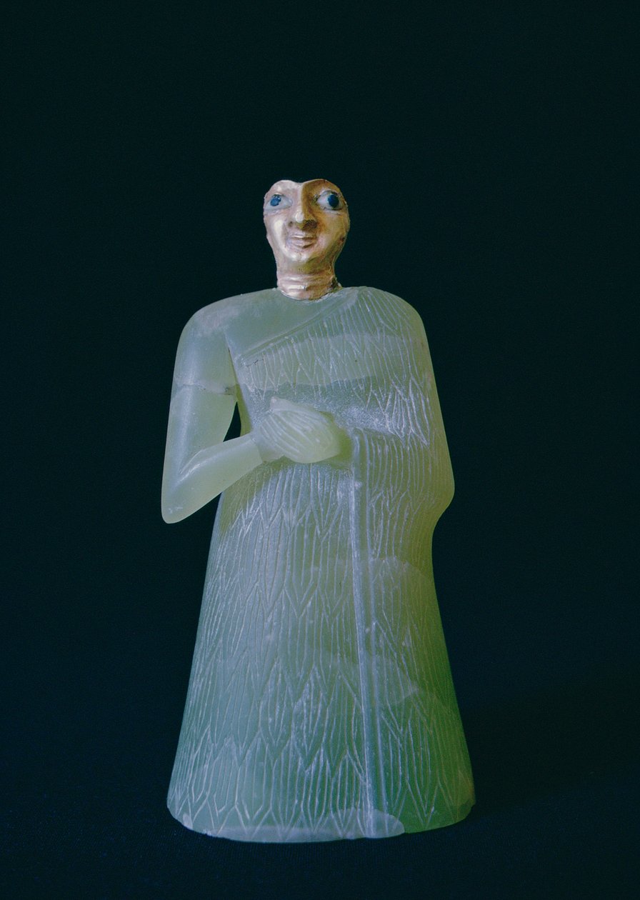 Kvinnofigur, från Nippur, c.2700 f.Kr. (gips och guld) av Mesopotamian