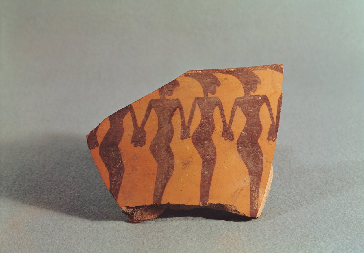 Fragment av keramik som föreställer dansande kvinnor, ca 5000-4000 (keramik) av Mesopotamian