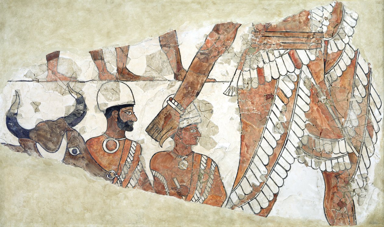 Kungens placering av gudinnan Ishtar, från Zimri-Lim-palatset, Mari, Mellersta Eufrat, Isin-Larsa-perioden, c.1800 f.Kr. (väggmålning) av Mesopotamian