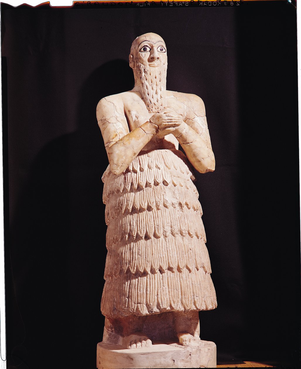 Staty av Itur-Shamagen, kung av Mari, i bön, från Mari, mellersta Eufrat, 2800-2300 f.Kr. (alabaster) (se även 228262) av Mesopotamian