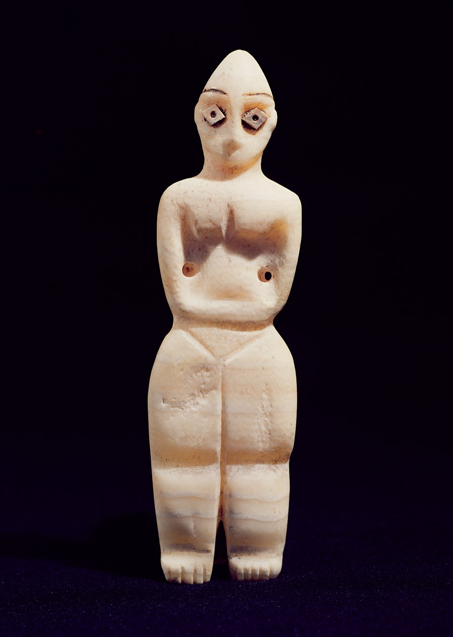 Statyett av en kvinna, tidigt 4:e årtusende f.Kr. (alabaster) av Mesopotamian