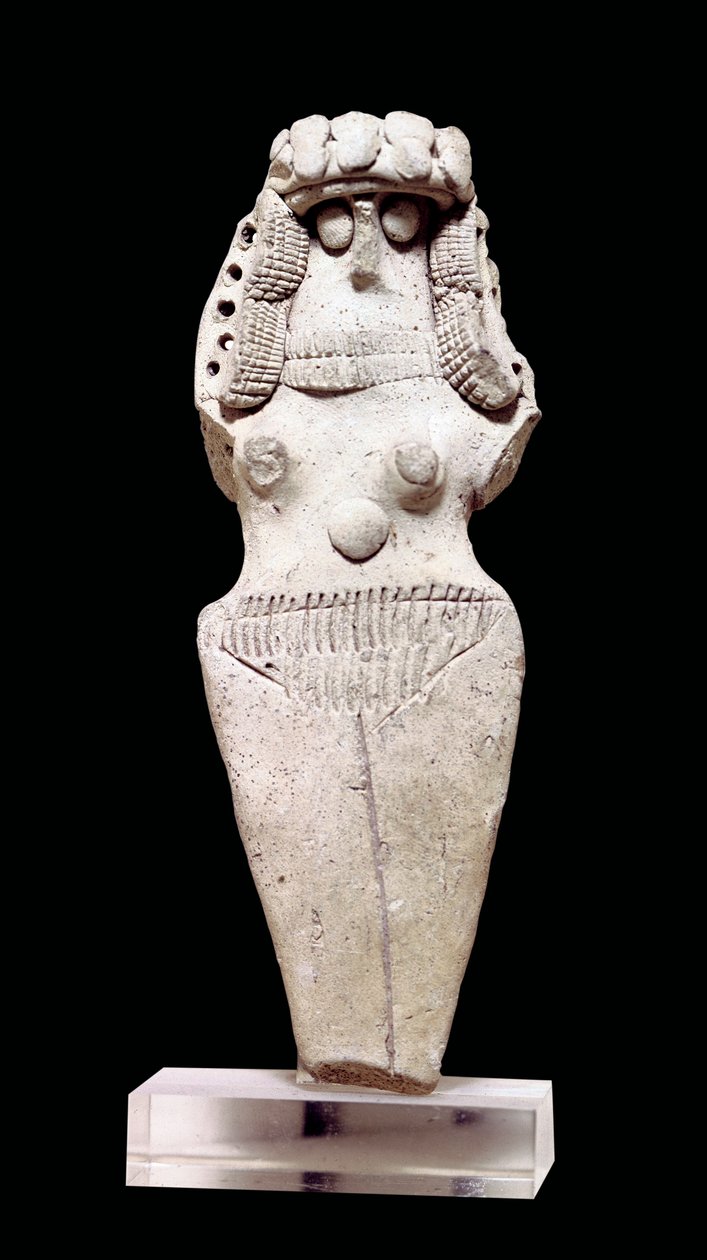 Mesopotamisk konst: Naken kvinna. Terrakotta, 2:a årtusendet f.Kr. (cirka 2000 f.Kr.). Från Tell Asmar (Esnunna i Mesopotamien). Mått: 0,106x0,045x0,018m. Paris, Louvren av Mesopotamian
